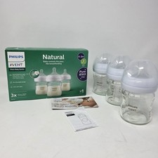 Philips Avent Natural Glass Baby 4pk 4oz Bottles Slow Flow, Flow 2 0-3 M