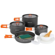 15pcs Camping Cookware Non-Stick Lightweight Camping Pots and Pans Set with P...