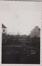 WW2 Photo of Military Barracks Complex Across Open Yard