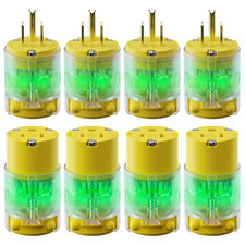 4 Set 15 a 125V Lighted Extension Cord Replacement Ends,15 Amp Plug Straight Bla