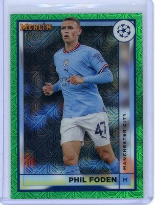 2022 Merlin UEFA Club Competitions Green Mojo Refractor 2/99 Phil Foden #93