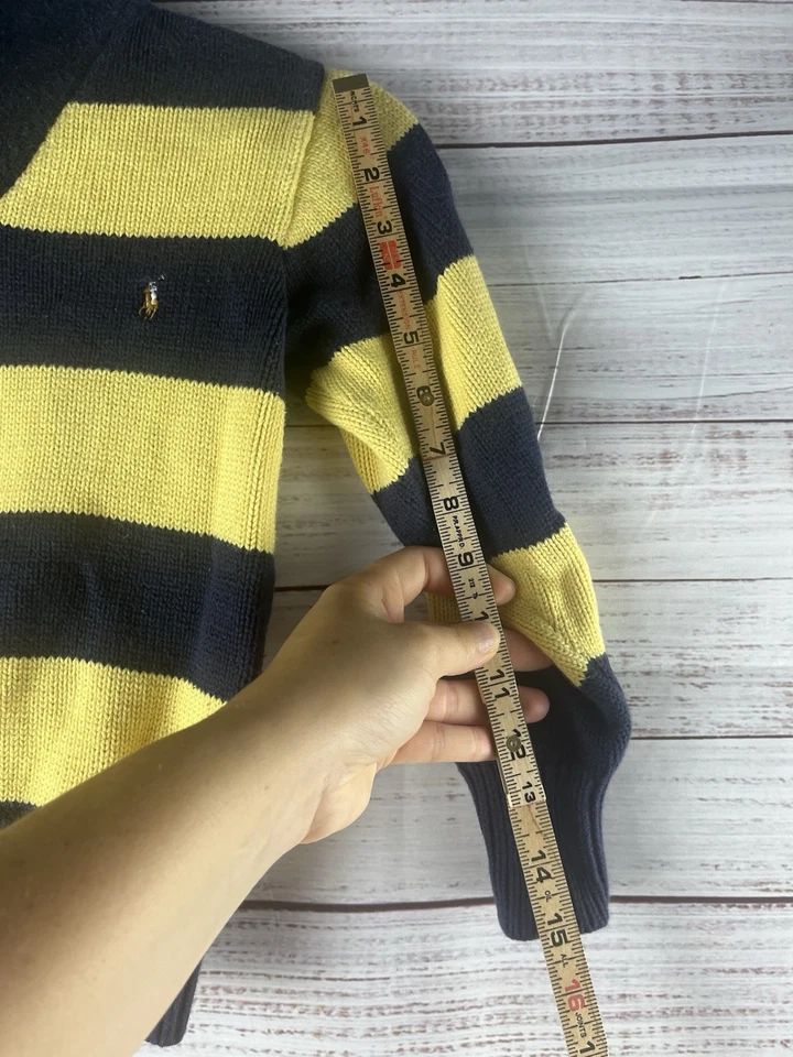 Suéter POLO RALPH LAUREN Niños Talla 7 Amarillo Rayas Tejido Pullover Preppy Pony Foto 4 de 4