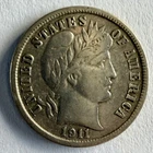 1911 D Barber Dime, Extremely Fine Condition, All LIBERTY and Band Complete