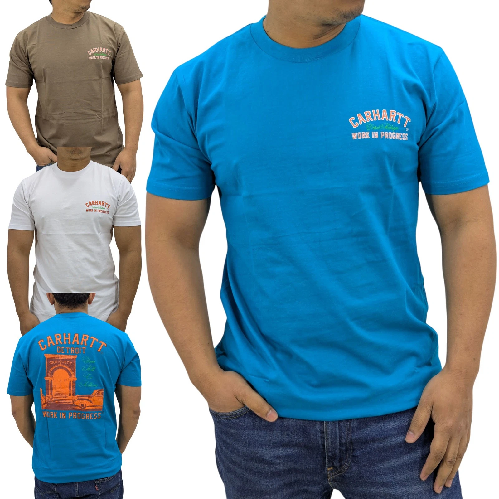 Carhartt WIP Mens T Shirts Graphic Print 100% Cotton Contrasting Logo Slim Fit