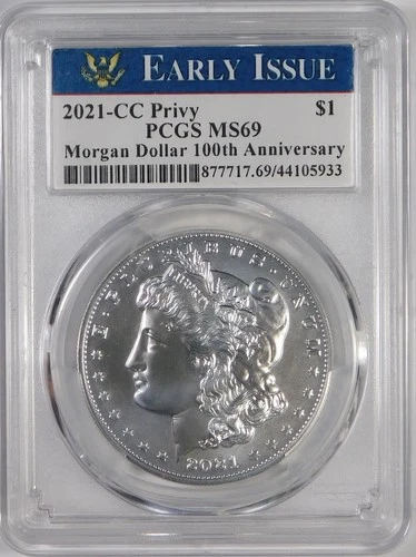 2021-CC $1 Morgan Silver Dollar NGC MS69 **100th Ann. Coin-w/Privy**