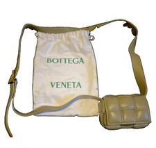 Bottega Veneta Beige Mini Quilted Crossbody Bag Magnetic, Adj Strap, Dust