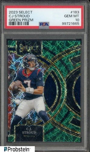 2023 Panini Select Green Prizm #183 CJ Stroud Texans RC Rookie 5/5 PSA 10