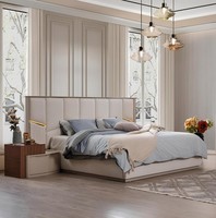 Moderne Beige Schlafzimmer Garnitur LuxuriöSes Doppelbett + Nachttische