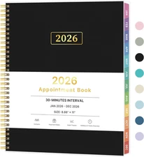 2026 Appointment Book, 30 Minutes-Hourly, Weekly ＆ Monthly Calendar Planner 2026