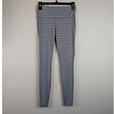Athleta Womens Grey White Striped Performance Leggings Size S Heathered Active