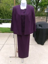 KAREN MILLER EGGPLANT BEADED 2PC FORMAL DRESS WEDDING MOB 14P