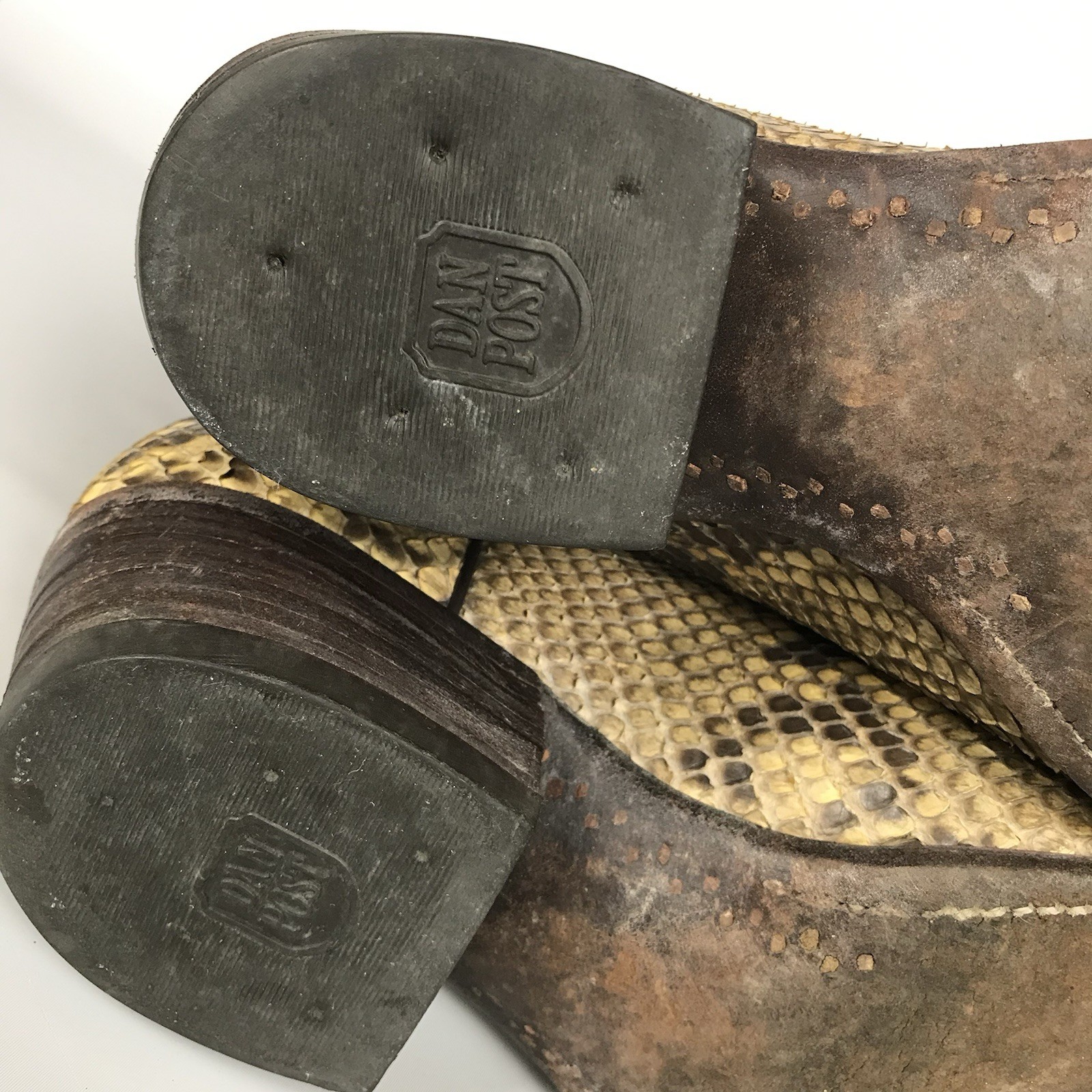 Vtg DAN POST Python Snakeskin Leather Cowboy Boot… - image 14