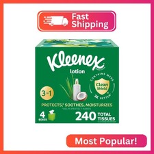 Kleenex Lotion Facial Tissues with Coconut Oil, 4 Cube Boxes, 60 Tissues Per Box