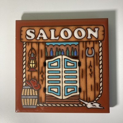 Handcrafted Masterworks Ceramic Tile/Trivet Wall Decor 6x6 Saloon Western