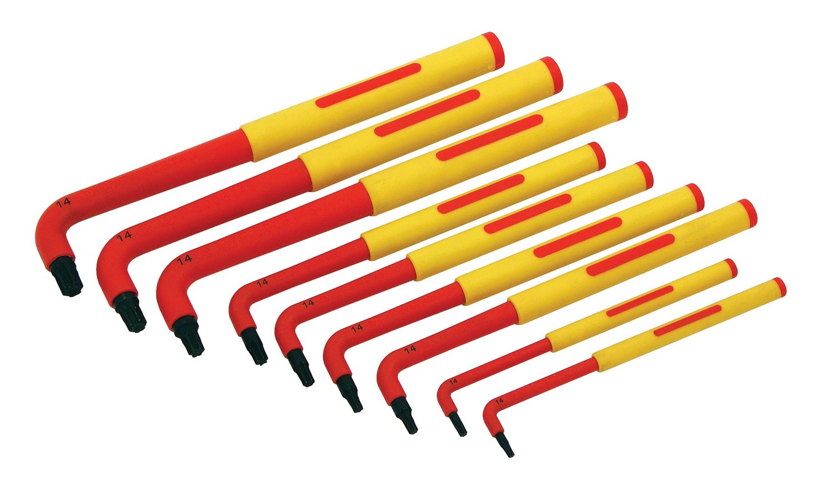 9pc Vde Torx Star Key Set 1000V Insulated T10, 15, 20, 25, 27, 30, 40, 45 & T50