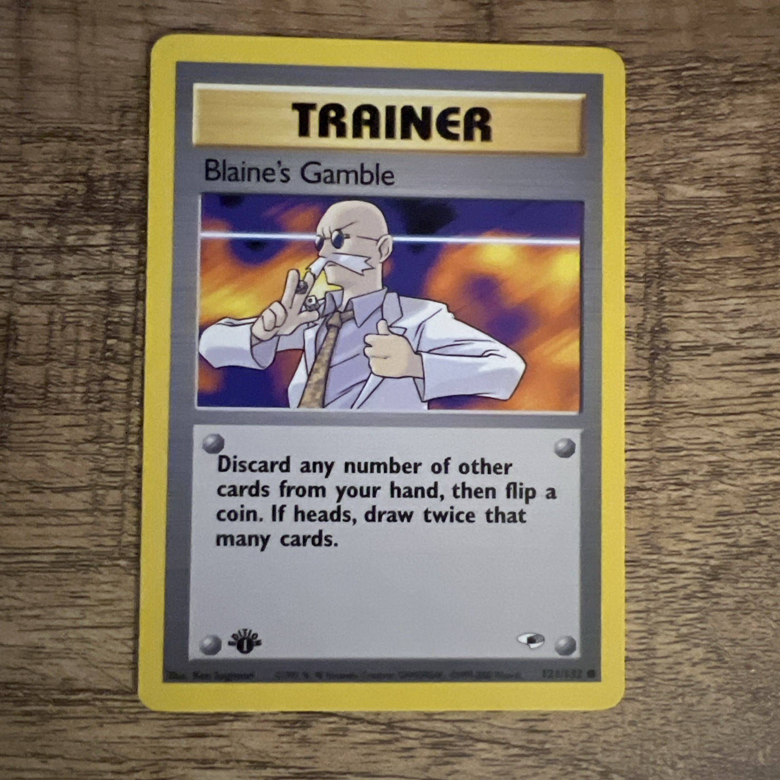 Pokemon TCG Vintage 1st Edition 121/132 Blaine's Gamble Gym Heroes NM Condition