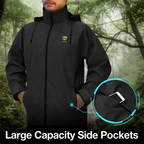 Rain Suit for Men, Waterproof Lightweight 2-Piece Rain Gear, Black image 4
