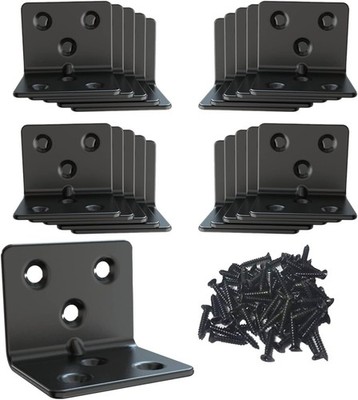 Black Stainless Steel Shelf Bracket,Joint Right Angle Bracket,L Shape 16Pcs