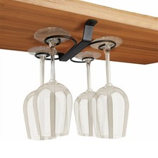 Metal Kitchen Wine Glass Rack Under Cabinet Stemware Hanger Holder Storage