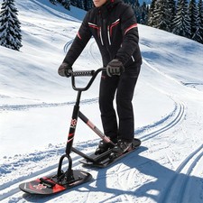Snow Scooter, Skateboard w/ 360  Steering Front Ski,Portable Dual-Ski Snow Skate