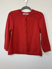 Tommy Hilfiger Red Cotton Button Front Cardigan Sweater Womens Size M Crew Neck