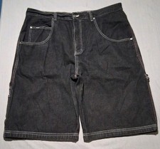 VTG Y2K WEBS Black Baggy Denim Carpenter Shorts Size 42 Hip Hop Skater Grunge