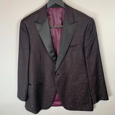 HAROLD Mens Tuxedo Cocktail Jacket BNWT Black Purple Floral Design 42R 1-Button