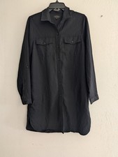 Lucky Brand Button Down Black Women Shirt Dress
