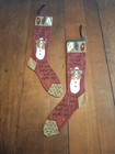 2 Christmas Stockings Primitive Snowman "My Coat Is Old, My Nose Is Cold" 28"L