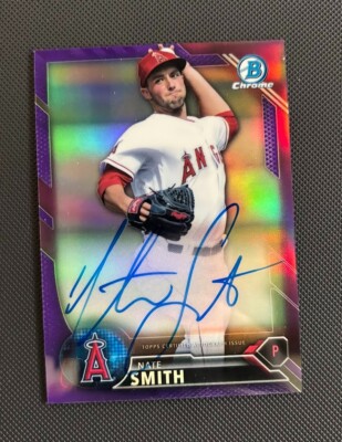 2016 Bowman Chrome Nate Smith Auto Purple /250 CPA-NS Los Angeles Angels