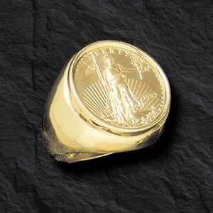 22K FINE GOLD 1/4 OZ US LIBERTY COIN in Heavy 14k Solid Yellow Gold