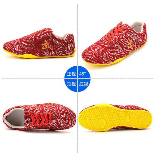 Leather Martial Arts Tai Chi Shoes Trainers Kung Fu Wingchun Sneakers 武 Pattern - Picture 14 of 18