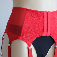 Fashion Lace Edge 6 Straps Garter Belt with Metal Claws Stretchy Girdle Lingerie