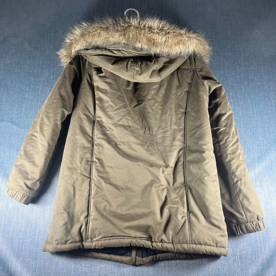 Chaqueta Parka Forever 21 Mujer Talla M Verde Oliva Piel Sintética Forrada Bolsillos Cremallera Completa Foto 4 de 4