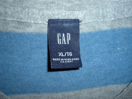 Men's GAP Striped 100% Cotton Round Neck Jumper Grey with Blue Stripes Size XL - Picture 3 of 8