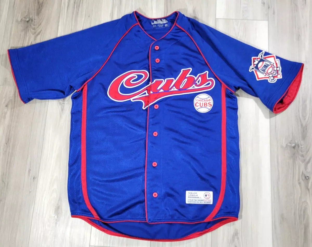 Chicago Cubs Jersey Men s Medium Red Blue Short Sleeve Name Spell