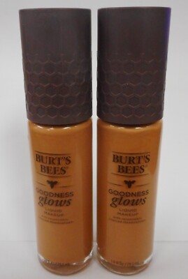 LOT OF 2 BURT'S BEES GOODNESS GLOWS LIQUID MAKEUP #1056 WALNUT 1oz EACH