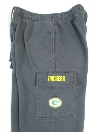 Pantaloni della Felpa Green Bay Packers da uomo S neri barra cargo tasche NFL pantaloni sbiaditi - Foto 2 di 15