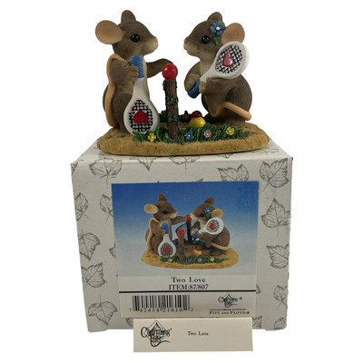 Fitz and Floyd Charming Tails Two Love Mice Playing Tennis 87/807 VTG 2000