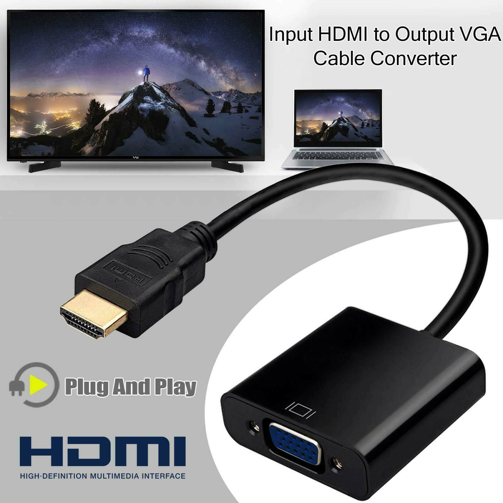 rigtig meget Krage Ejendommelige 1080P HDMI Male to VGA Female Video Converter Adapter Cable for PC DVD HDTV  TV | eBay