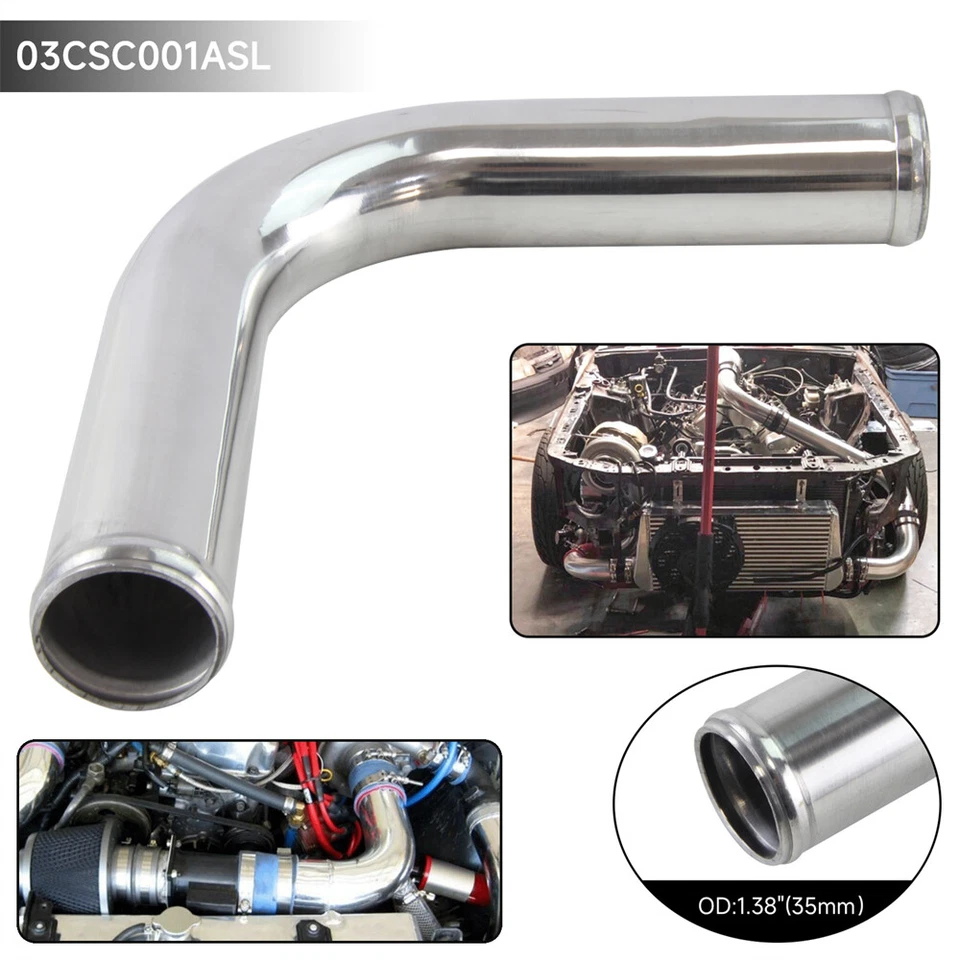 Tubo intercooler turbo aluminio codo 90 grados 35 mm 1,38" pulgadas tubería SL Foto 3 de 4