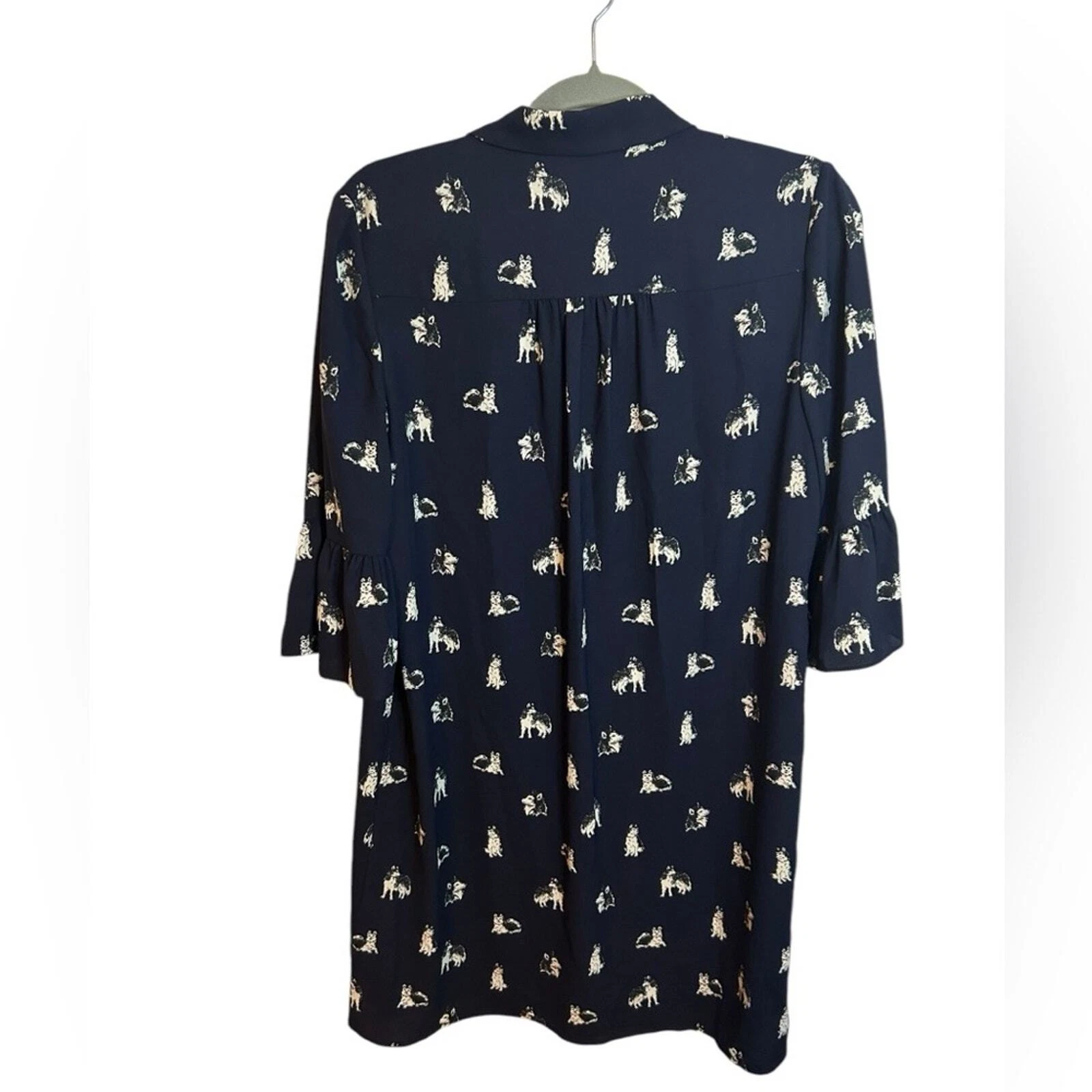 Abito donna Kate Spade stampa husky con cintura e bottoni davanti taglia small