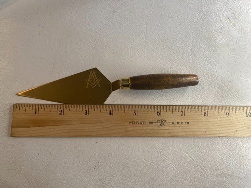 Apri lettere a spatola massonica in ottone e legno nuovo vecchio stock vintage 7,5" - Foto 4 di 5