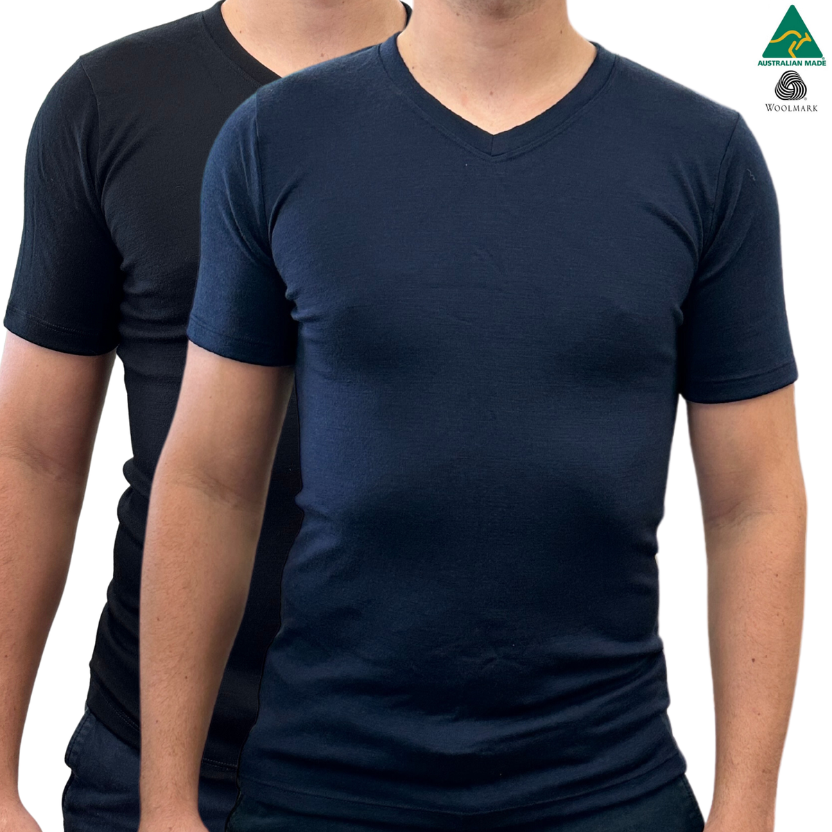 専用ページ3 Men's 100% Pure Merino Wool V-Neck Short Sleeve Top T Shirt