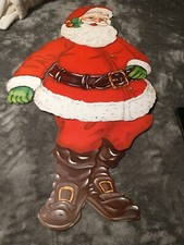 Vintage Large Santa 38 Inch Die Cut Two Sided Jointed Wall Hanging