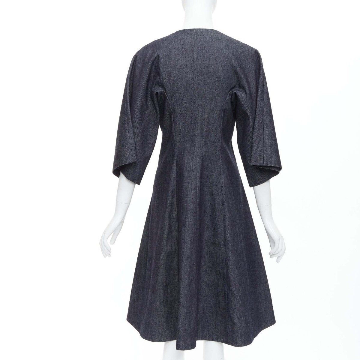 MARNI indigo blue denim zip front dolman sleeve midi dress MARNI indigo blue denim zip front dolman sleeve midi dress