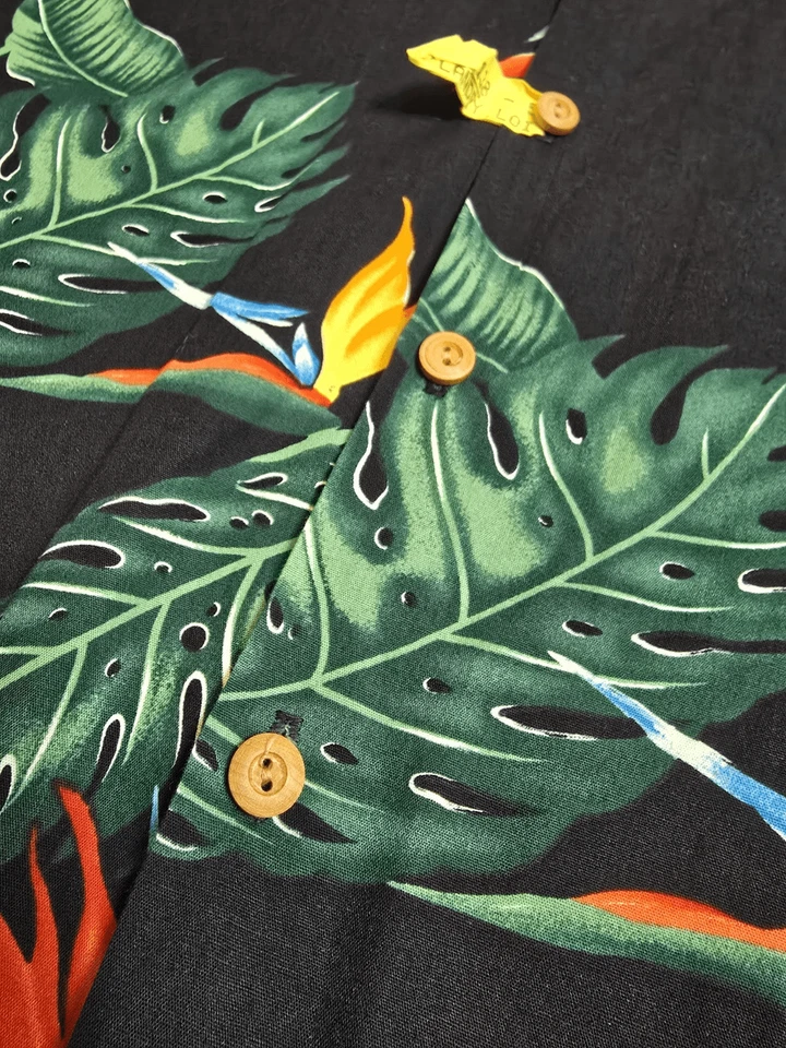 Camisa hawaiana vintage años 90 Paradise Found para hombre talla L/XL floral 100 % algodón Foto 3 de 4