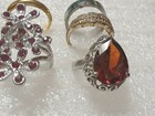 Rings red stone, gold tone band, inlay stones, pink crystals size 8. ALL 5 rings — photo 4