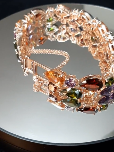 Created Sapphire Bracelet 18K Gold Plated Statement Jewelry - Video 1 of 1