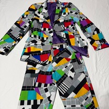 OPPOSUITS Boy's "Testival" 2 Piece Suit Size 12  Retro TV Test Pattern